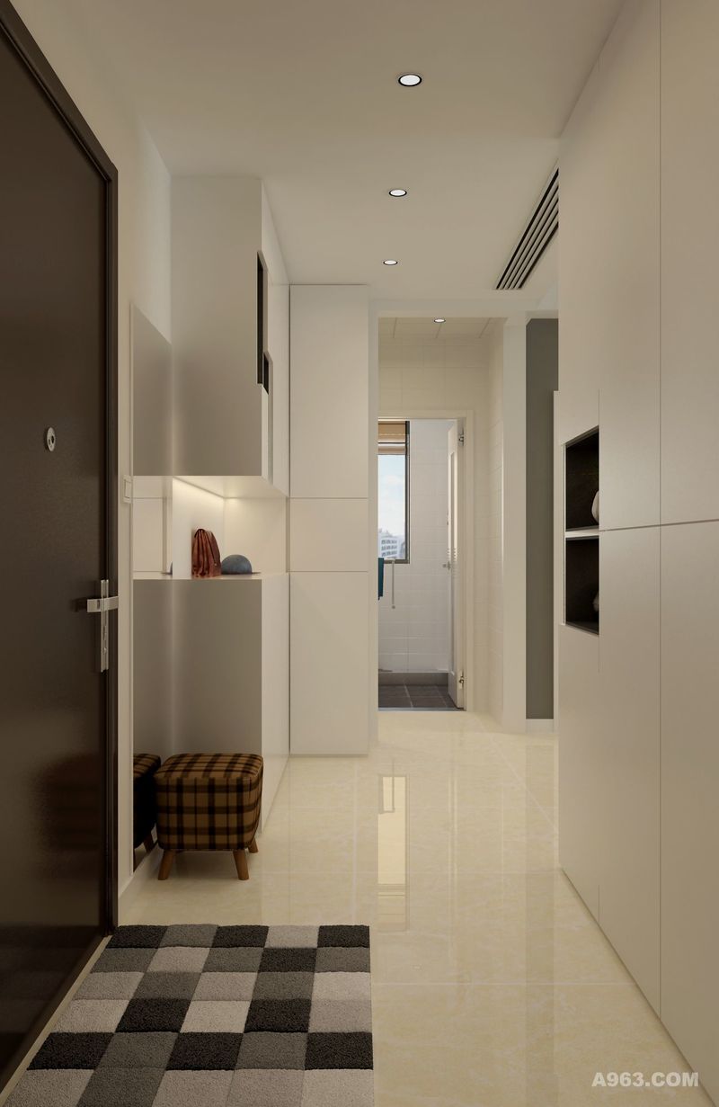 空间整体以白色为主，把现代风格的简洁与时尚惬意表现的很到位。
