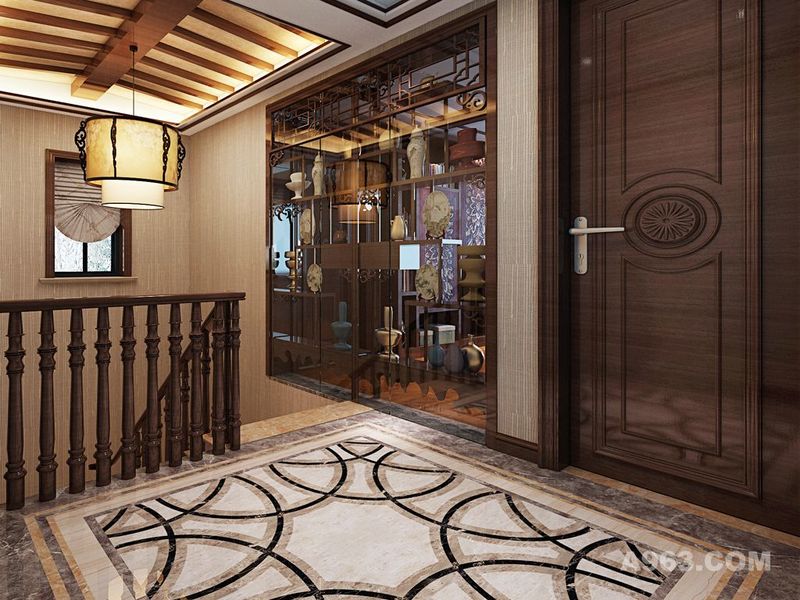 康桥半岛独栋别墅项目装修新中式风格设计，上海腾龙别墅设计作品
