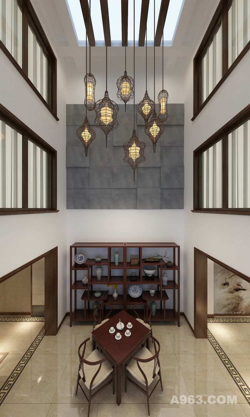 保利家园别墅项目装修新中式风格设计，上海腾龙别墅设计作品，欢迎品鉴