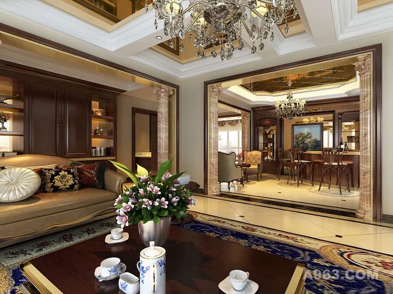 保利林语溪410平别墅项目装修欧式古典风格设计上海腾龙别墅设计作品，欢迎品鉴