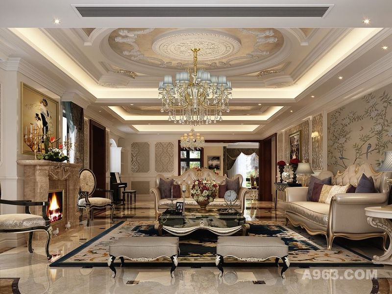 保利林语溪462平别墅项目装修新古典欧式风格设计，上海腾龙别墅设计作品，欢迎品鉴