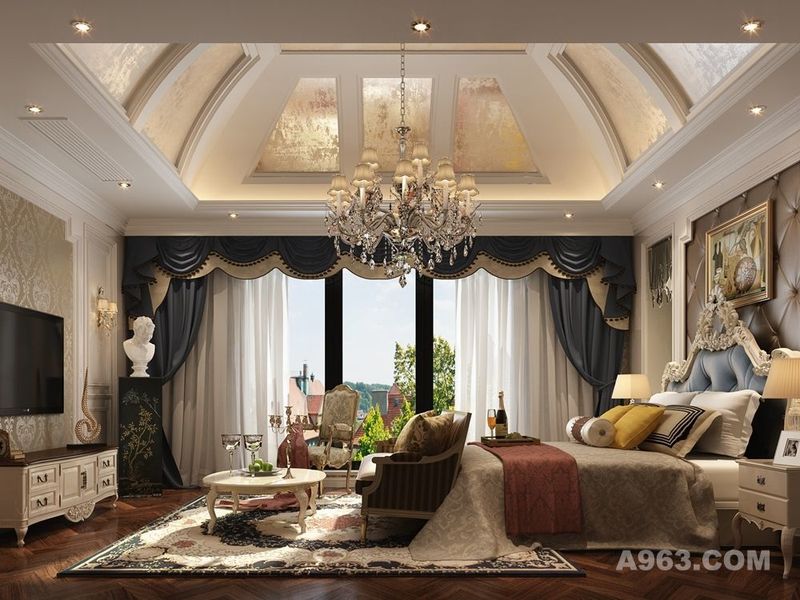 保利林语溪462平别墅项目装修新古典欧式风格设计，上海腾龙别墅设计作品，欢迎品鉴