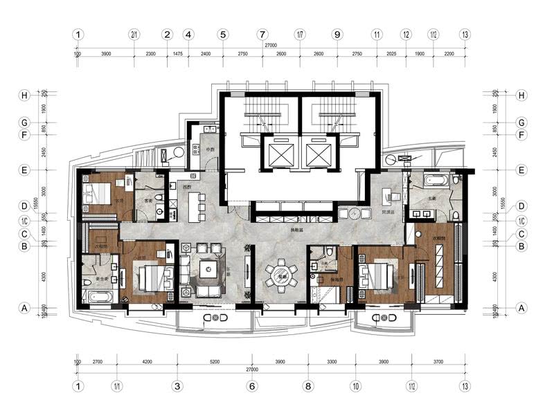 136平米+209平米三口之家家庭平面设计方案一