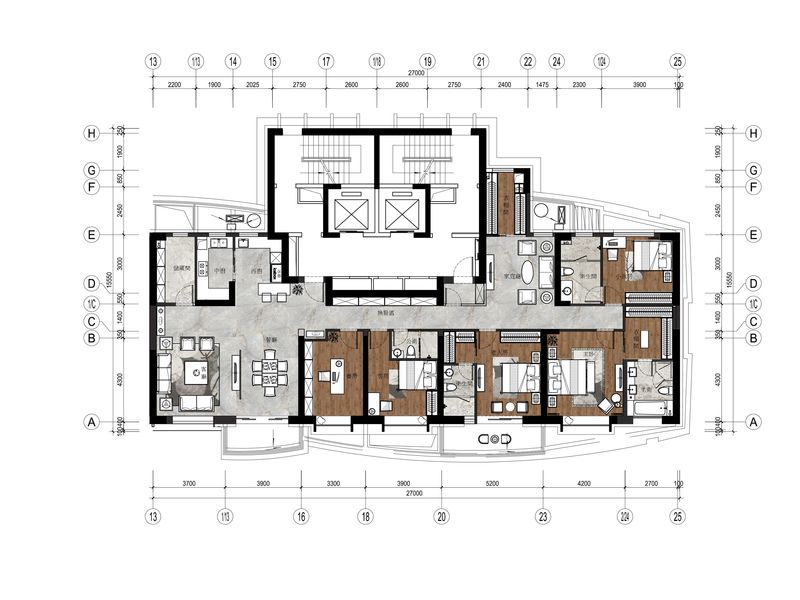 136平米+209平米-三代同堂家庭设计方案一