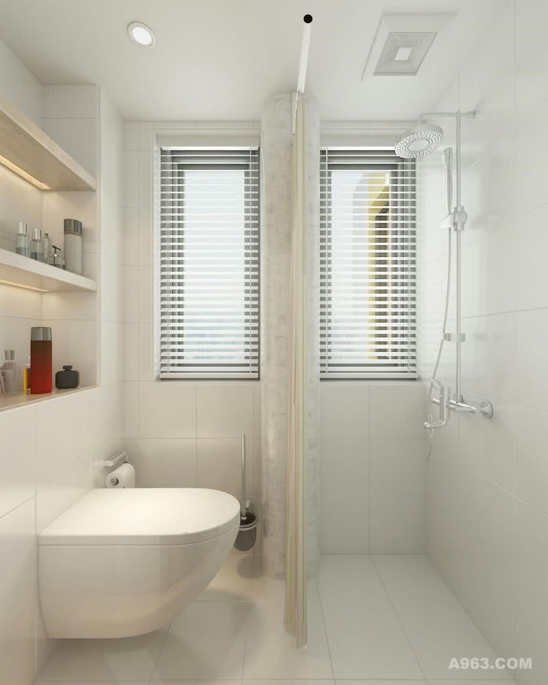 卫生间的设计要求使用舒适，动线合理，通风顺畅。