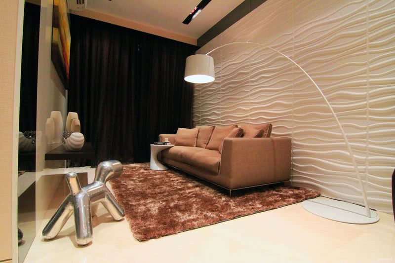 3D背景墙新加坡Seasuites样板间设计，3D板环保装饰板