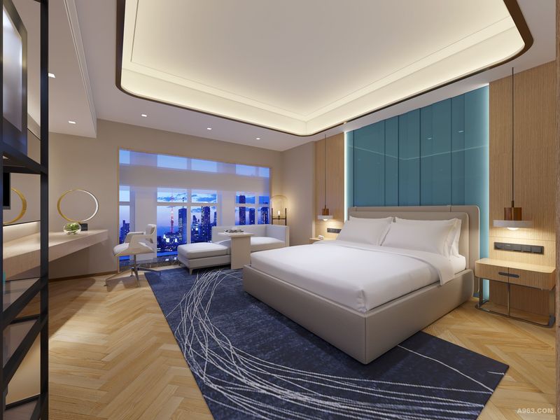 AM设计—西安悅莅酒店大床房设计