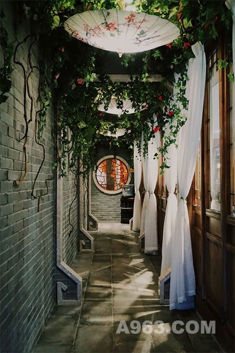 中式园林餐厅走廊设计