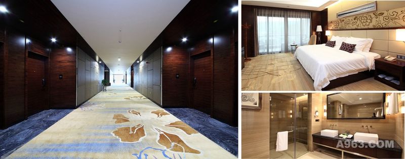 以原色为基调的客房，素雅的地毯装饰和简洁大方的布局，整个空间都散发着内敛的典雅气质。