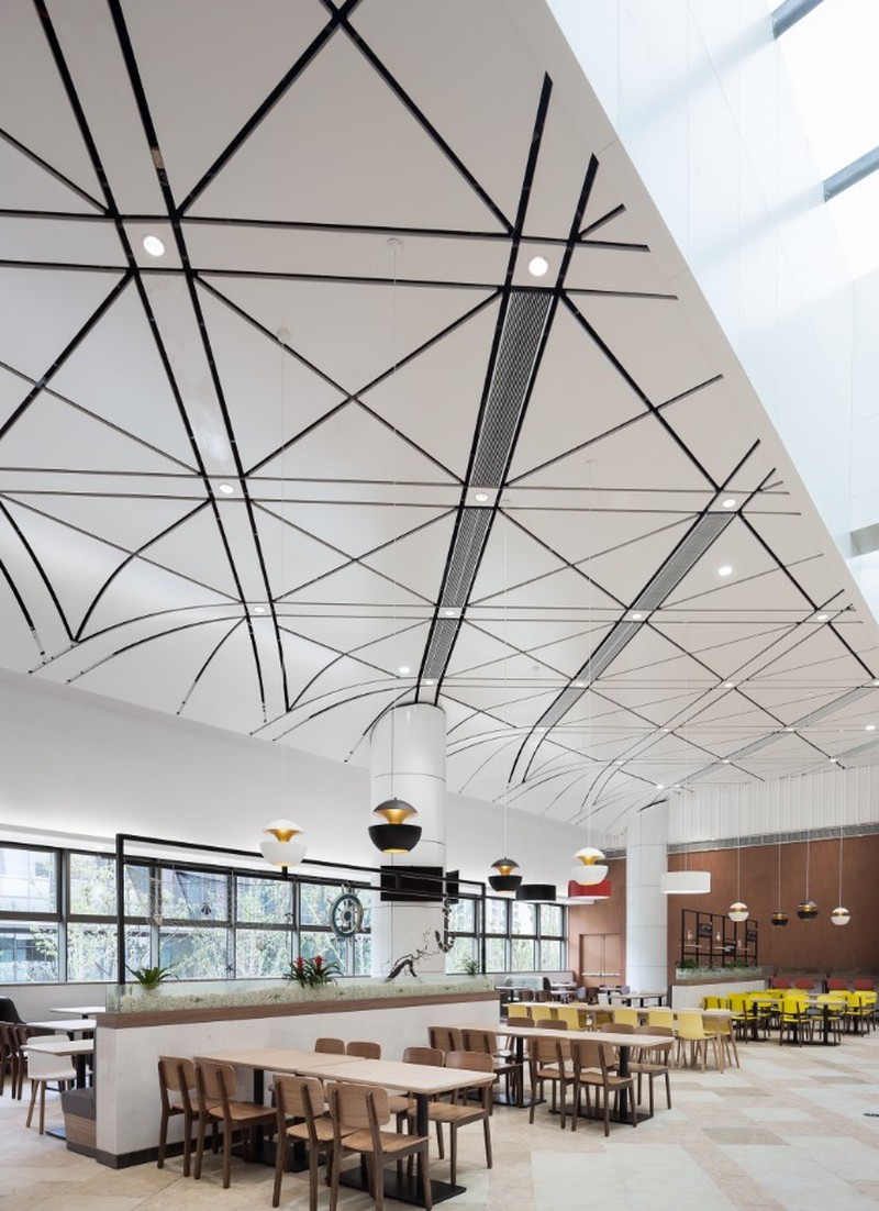 JA杰恩设计 办公空间设计作品 ——华为武汉研发中心 茶歇间 天花板设计