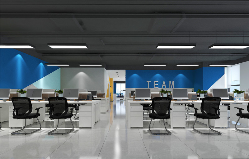 敞开办公区-郑州龙子湖云智科技现代简约风办公室装修设计方案
