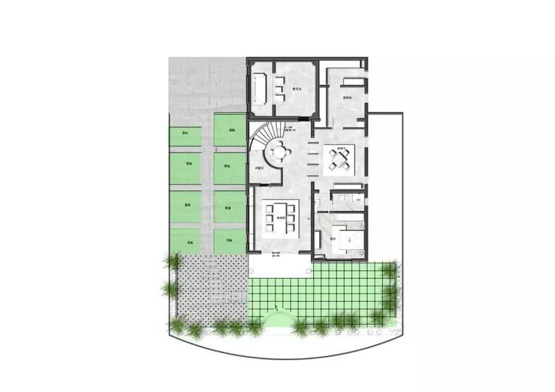 -1F平面规划图

地下层朝面南是一个后花园，四面采光良好，内部大面积设置为娱乐区，集休闲、影音、棋牌室于一体，满足了家人之间不同的需求。
