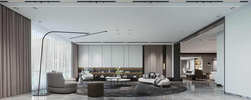                                  会客厅
依托窗外的辽阔江景，室内采用简洁的设计风，让家回归到质朴的状态。