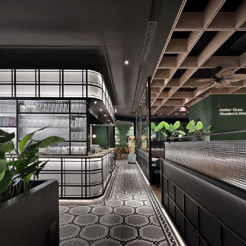 深圳商场餐厅设计「艺鼎新作·星美聚」跟随‘鱼尾狮’，游走新加坡风情餐厅！