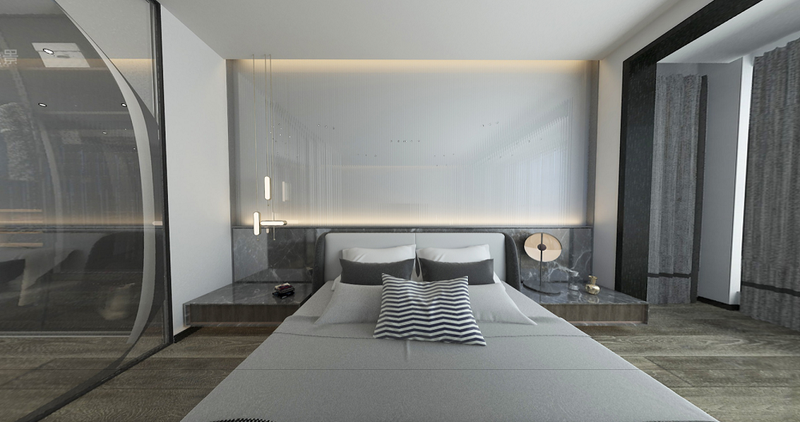 现代简约风格因其简约、直白的线条感的设计，让卧室环境拥有一个实用性较强的功能。但是不仅是实用性的体现，还是现代、时尚感的体现，这样的设计符合现代人对于室内简约、清新环境的需求，也同样符合现代人的生活品味。