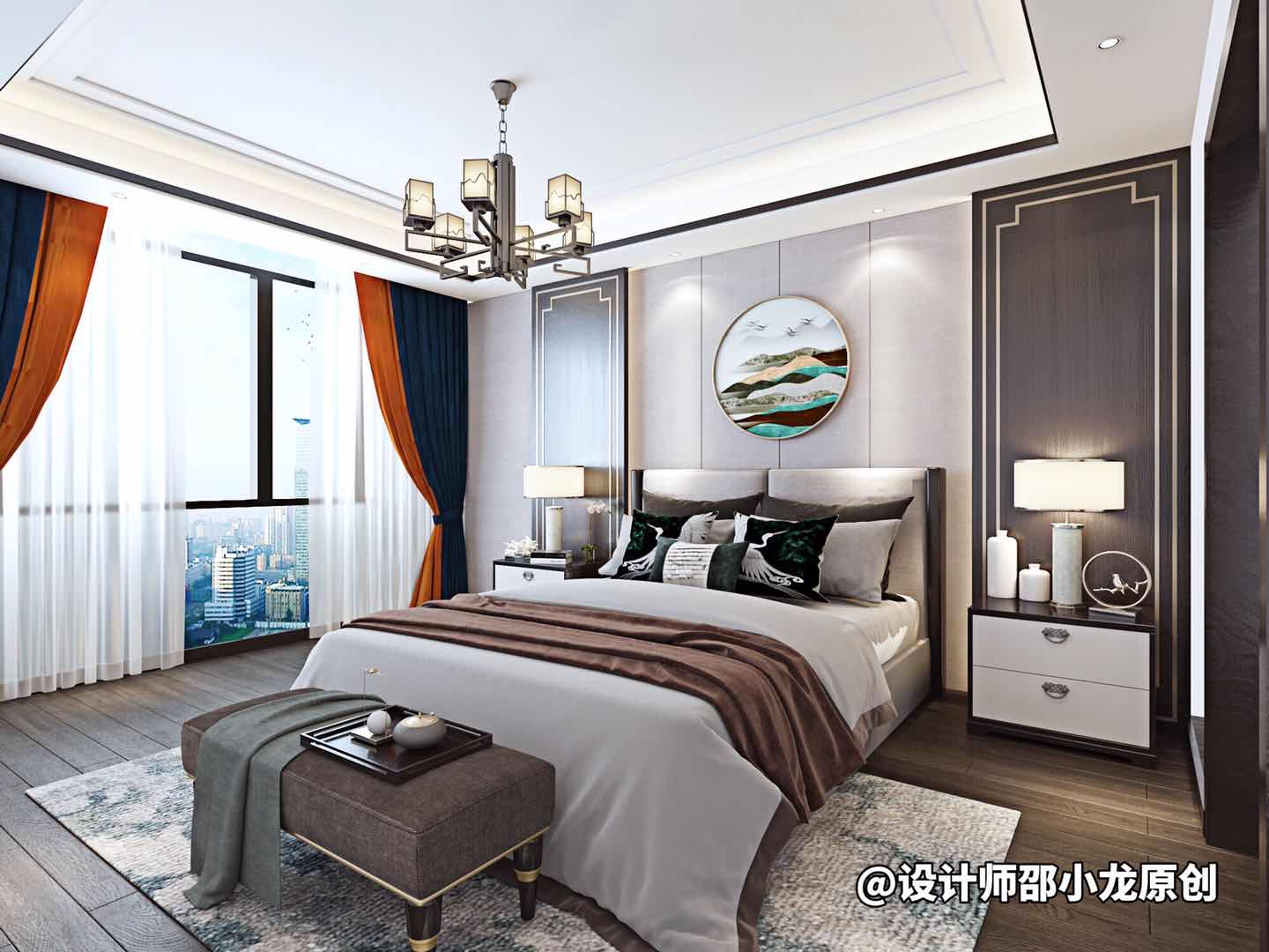新世界嘉苑210平新中式风格--主卧室