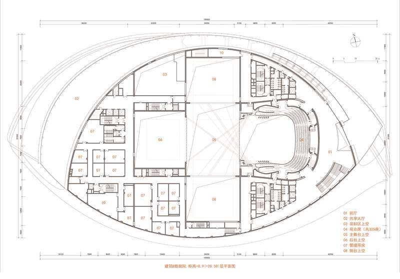 海峡文化艺术中心建筑B歌剧院8.900层平面图