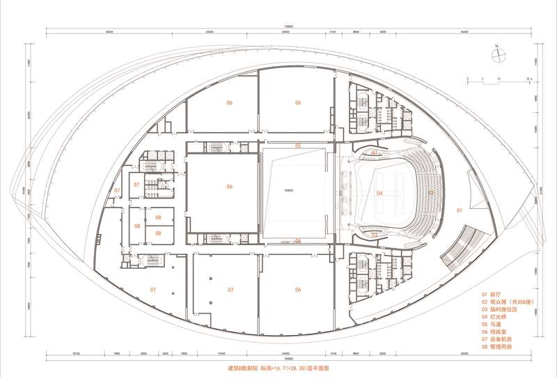 海峡文化艺术中心建筑B歌剧院16.700层平面图