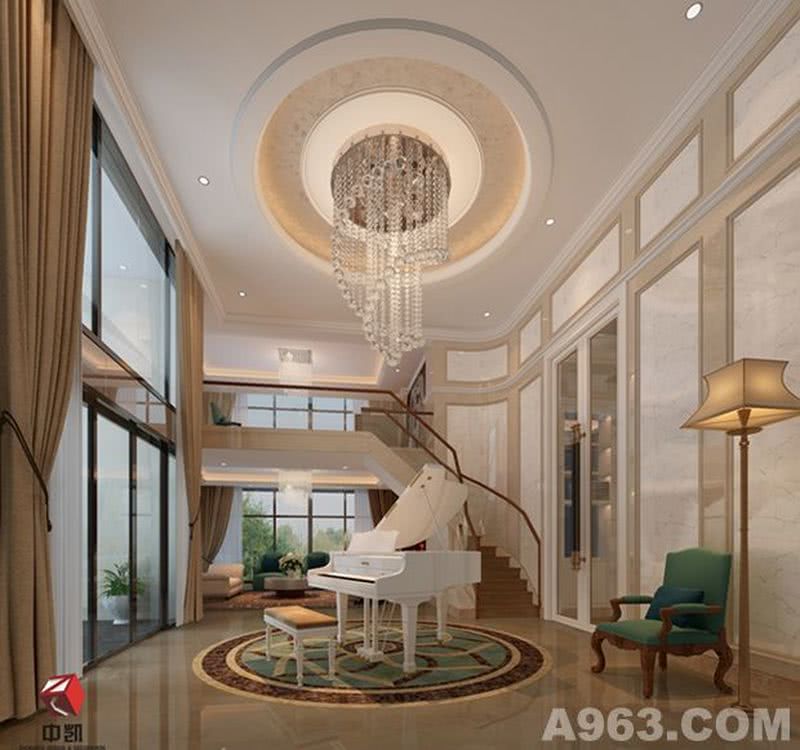 中凯设计——广州颐和高尔夫庄园别墅设计：钢琴艺术厅