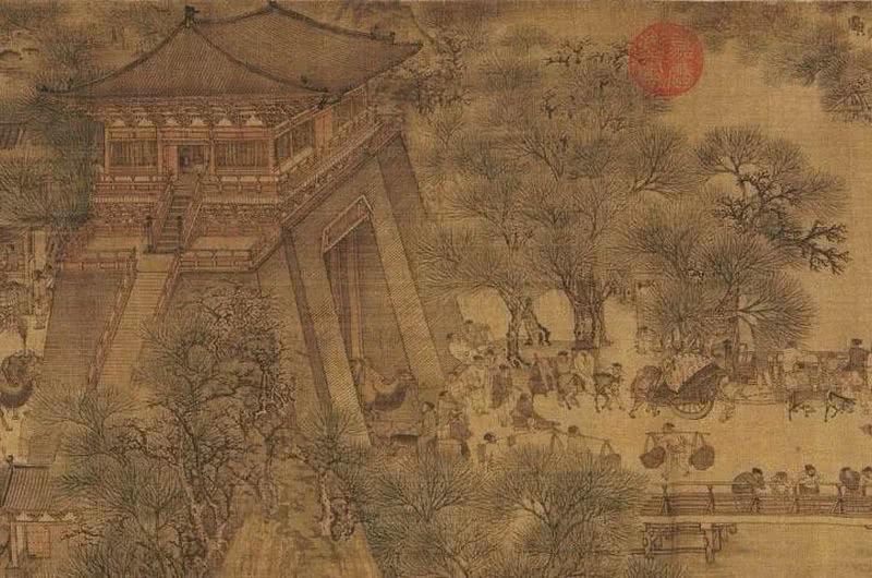 在《清明上河图》画卷的最左侧，是东角子门。往来的商贾驼队通过扣关东角子门进入东京汴梁这座当时东亚最繁华的城市，为京都带来贸易与商品。