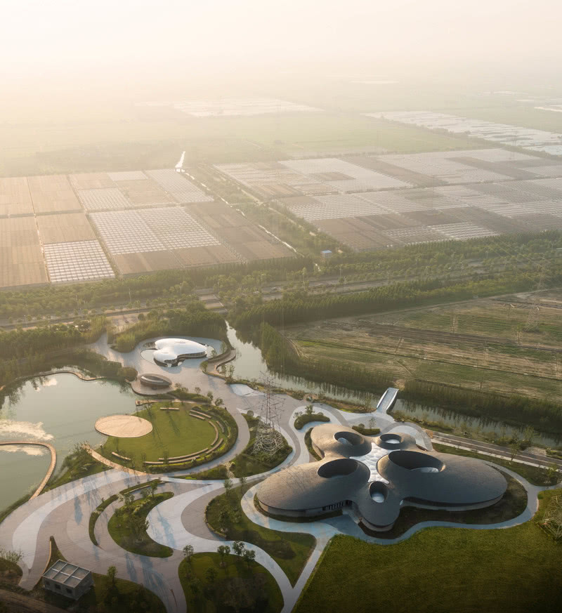 Nantong Urban Agricultural Park tourist service buildings aerial view