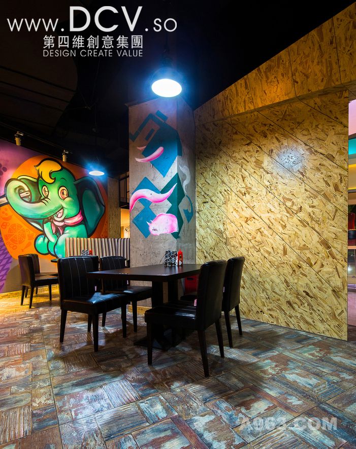西安-最专业的团队飞象披萨创意涂鸦特色主题餐厅室内设计赏析