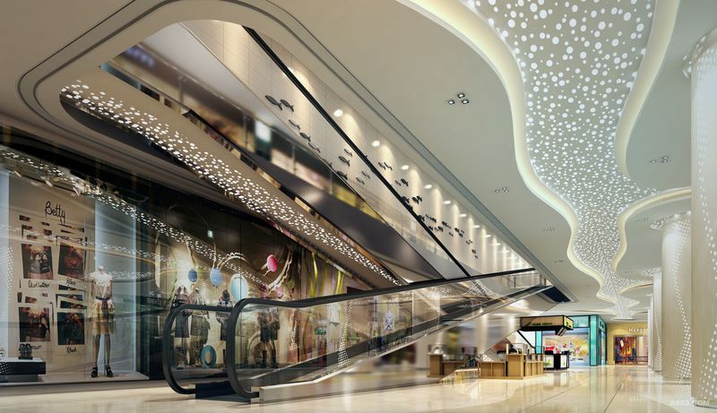 广东天霸设计为长春商场装修客户提供效果图参考-走道灯光效果