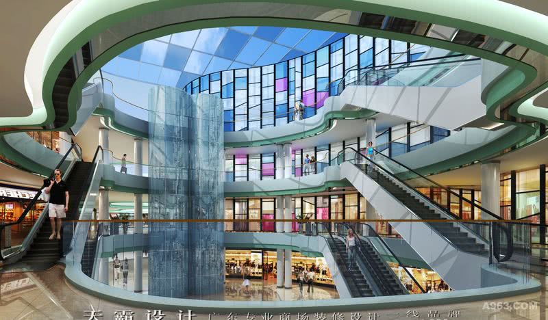 天霸设计提升空间体验度的城市综合体设计效果图中庭设计方案分享：江西城南国际