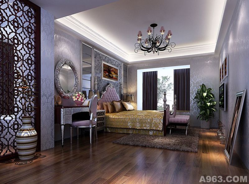 广州岭南新世界小区低调奢华新古典风格装修效果图——卧室