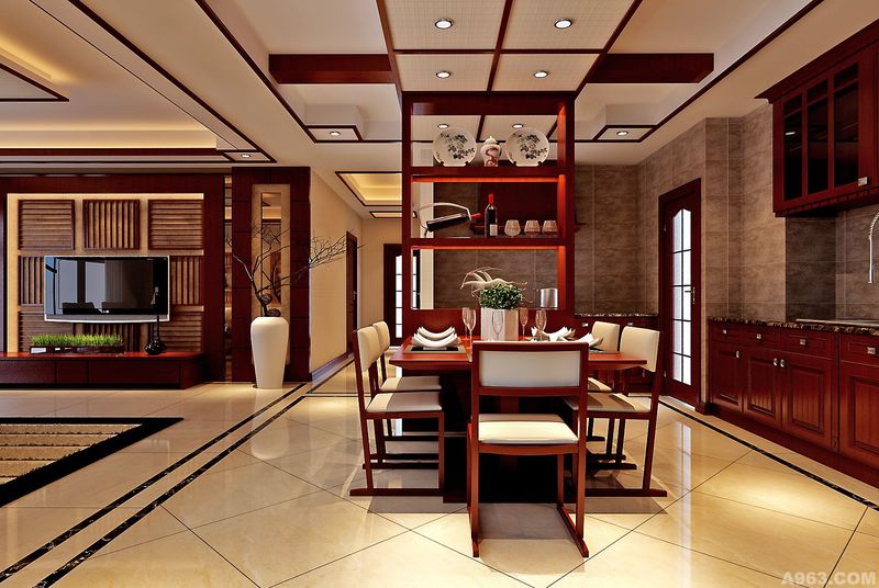 广州北部湾小区东南亚风格装修效果图——客厅