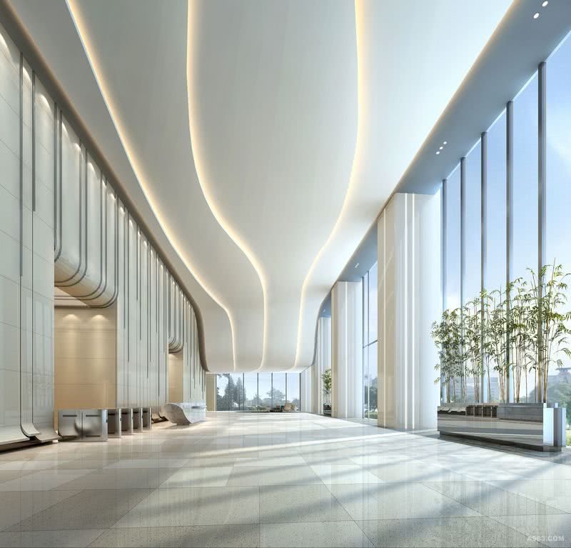 戴元满作品——高速·时代广场C2栋办公楼设计  一层大堂（视角一）