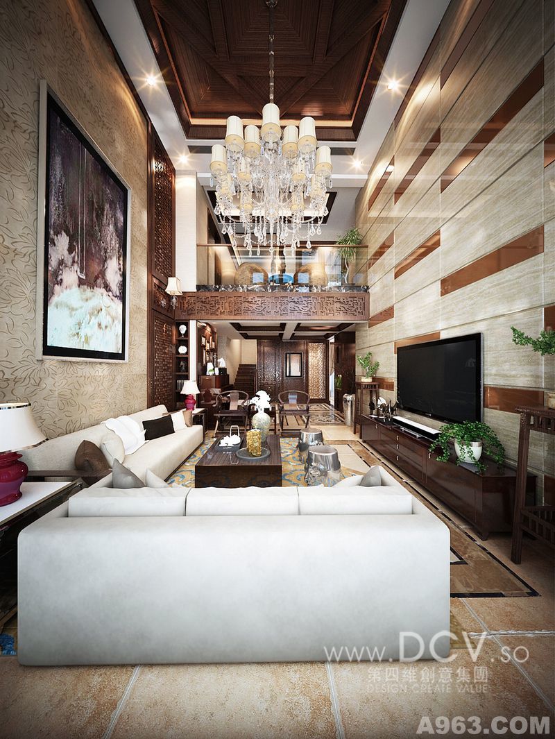 西安家装住宅室内设计—浐灞半岛豪宅别墅 样板间 新中式风格