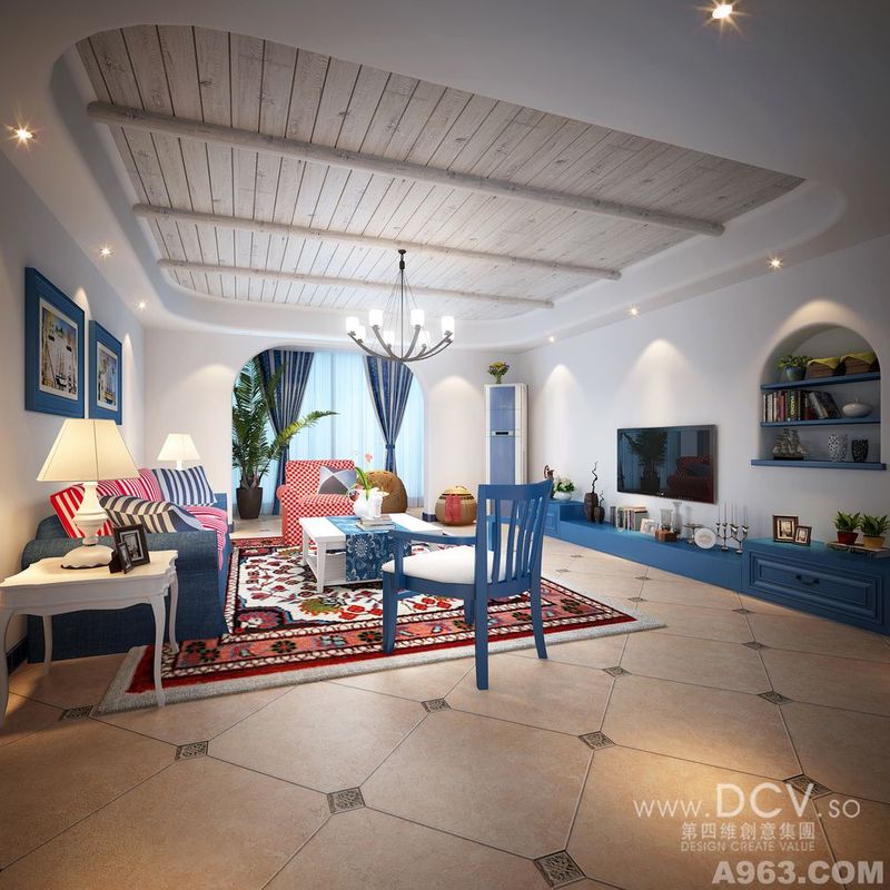 西安家装住宅室内设计—洛阳升龙广场豪宅别墅 样板间 地中海风格