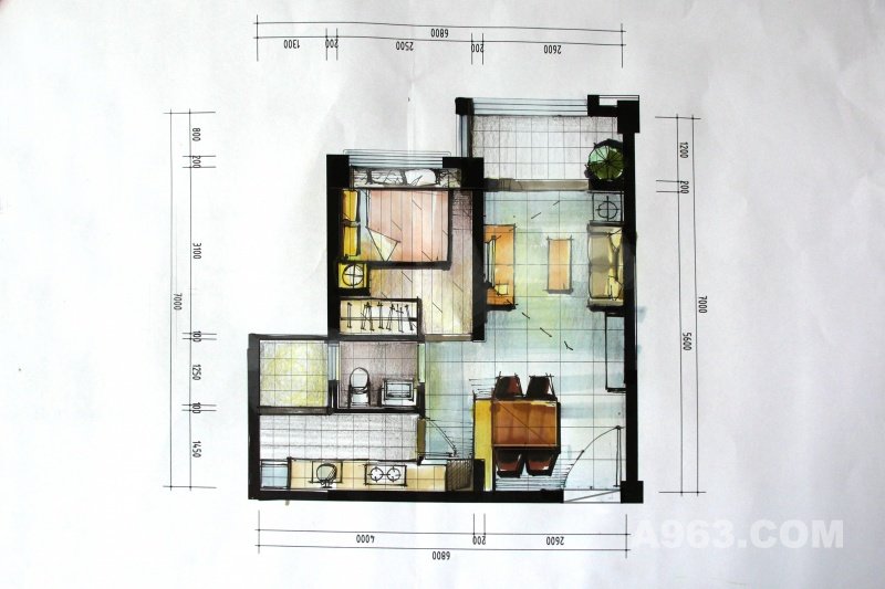 手绘之公寓平面图