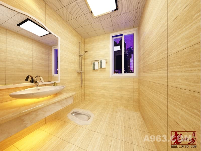 卫生间
卫生间的色调也感性柔和，横向铺陈的方式让卫生间更显宽敞。