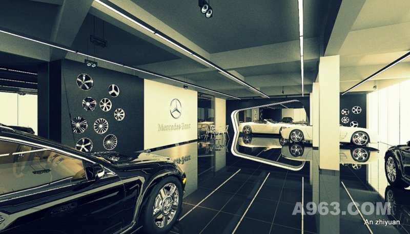 汽车展厅设计—梅赛德斯-奔驰汽车4s店 展厅