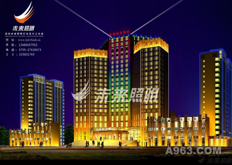 湖南常德华顿铂宫国际酒店夜景景观照明设计案例