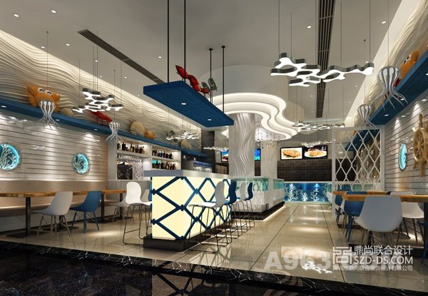 广州餐厅设计_广州深海淘客海鲜超市餐厅设计