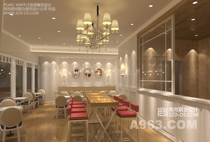 餐厅室内设计效果图1
江苏玻尔松饼连锁餐厅设计案例(圆融星座店)。