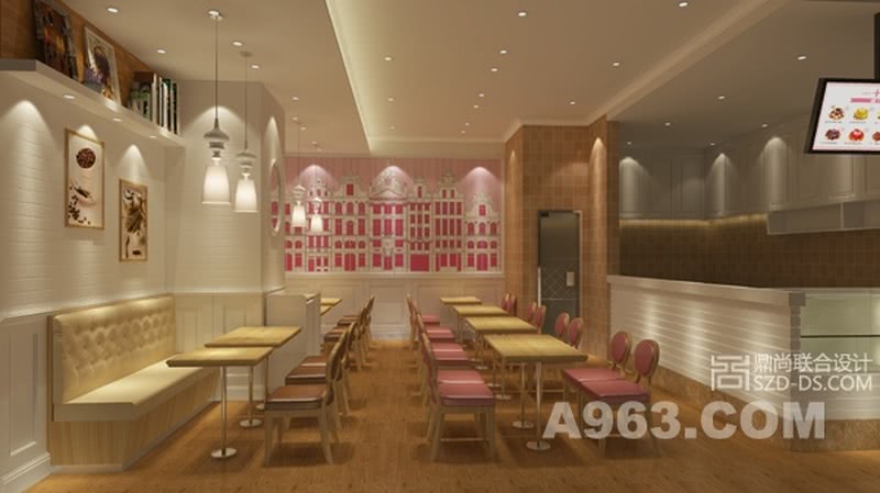 惠州餐厅室内设计
惠州玻尔松饼连锁餐厅室内装饰设计赏析