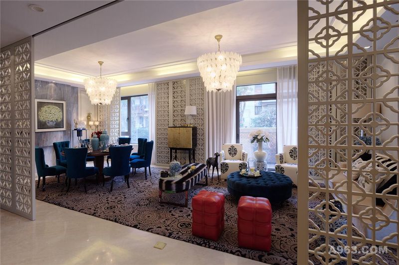 财富海景大平层现代风格完工案例实景展示，上海腾龙别墅设计