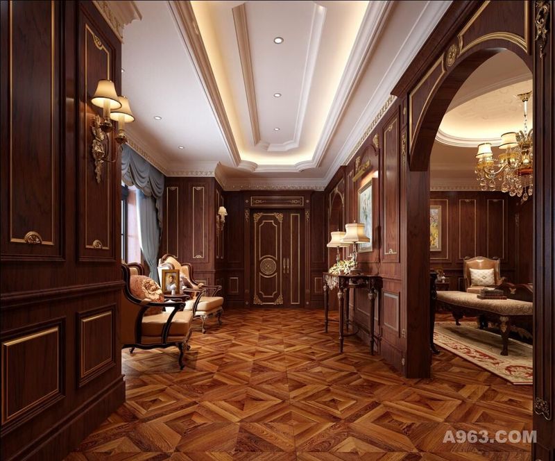 挑空别墅装修法式古典风格设计方案展示——上海腾龙别墅设计