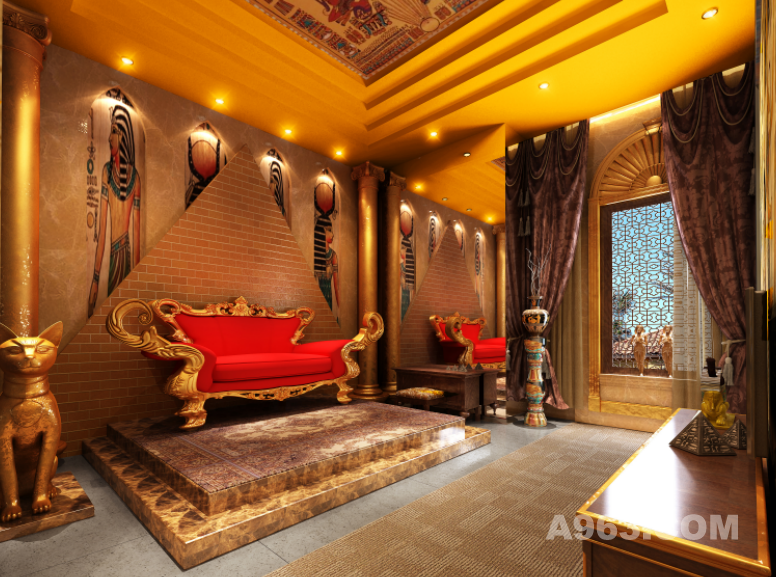 粒米空间设计主题酒店设计古埃及风格室内设计