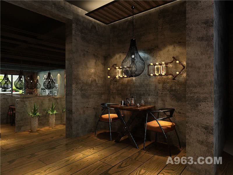 工业风主题餐厅设计室内设计效果图二