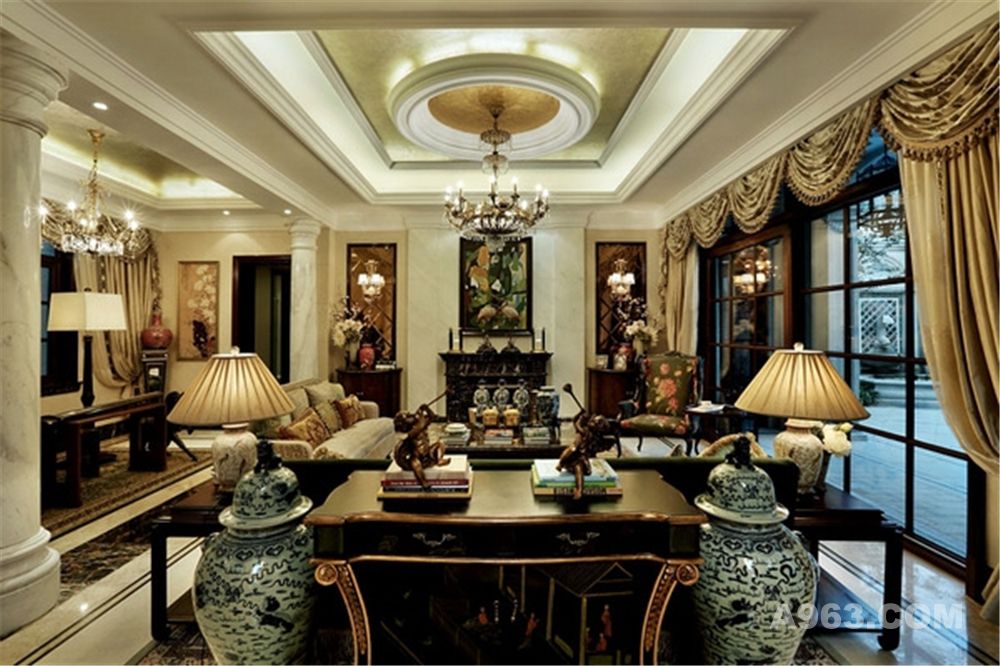 绿城玫瑰园别墅户型装修欧式古典风格设计方案展示，上海腾龙别墅设计！