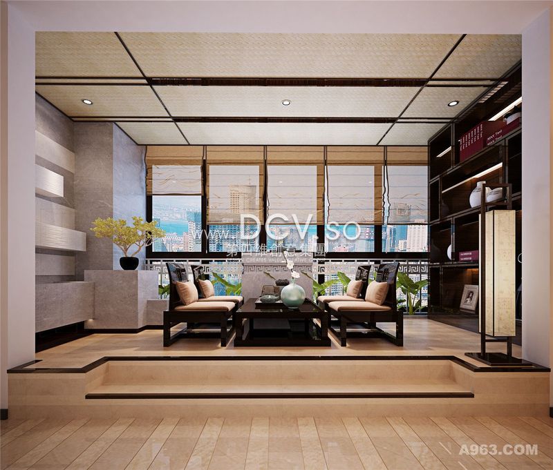 西安新中式室内装修设计-曲江天鹅堡住宅