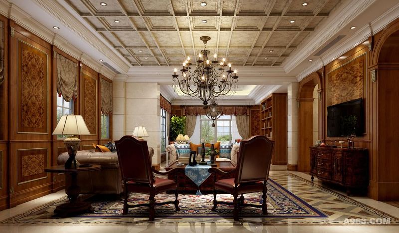圣得恒业别墅装修美式新古典风格设计方案展示——上海腾龙别墅设计