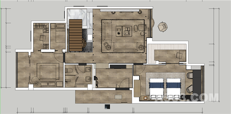 二沙岛别墅空间设计---一楼平面彩图