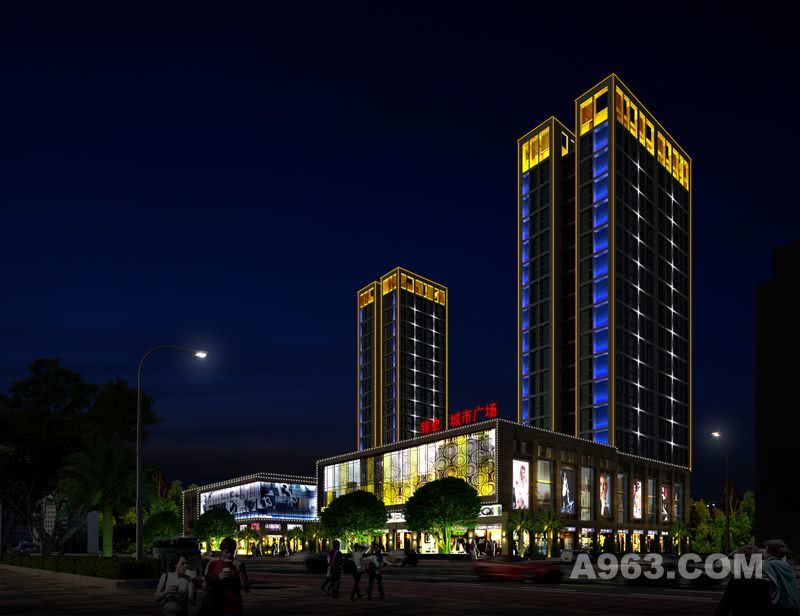 柳州锦业城市广场景观亮化设计