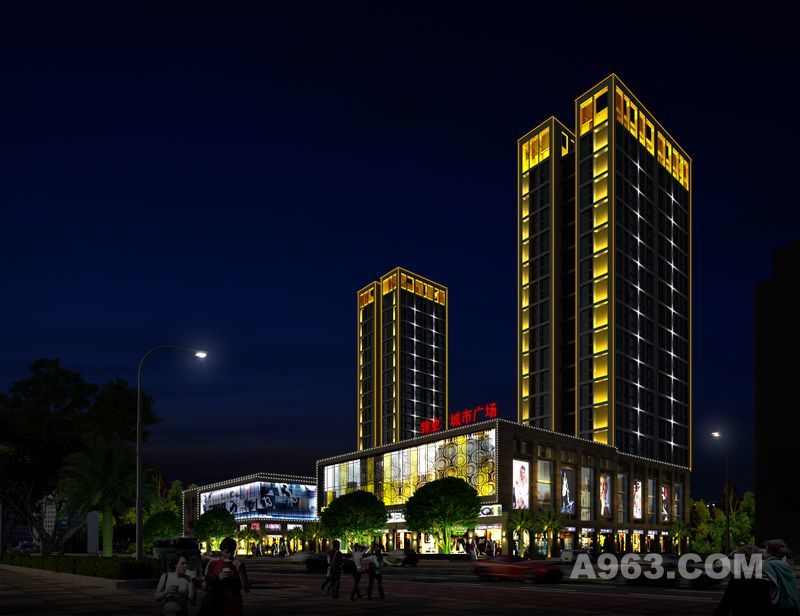 柳州锦业城市广场景观照明设计